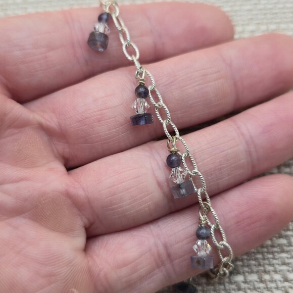 7 Inch Sterling Silver Quartz Stone Charms Bracelet A5011 - Picture 2 of 6